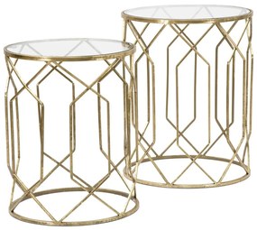 Kerek tárolóasztal szett üveg asztallappal, 2 db-os ø 42 cm Tunisi – Mauro Ferretti