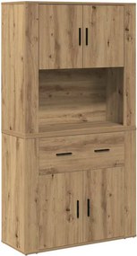 vidaXL Magas Tároló fiókkal kézműves tölgy 80 x 33 x 150 cm Faanyag