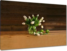 Vászonkép 90x60 Fehér tulipánok vázában