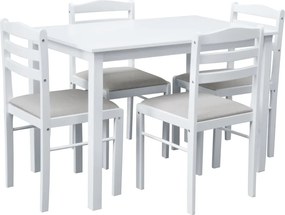Étkezőgarnitúra 1+4, fehér/bézsesszürke, SOMIN