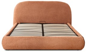 Rozsdabarna Bouclé Franciaágy Ágyneműtartóval. 160×200 ROSSO