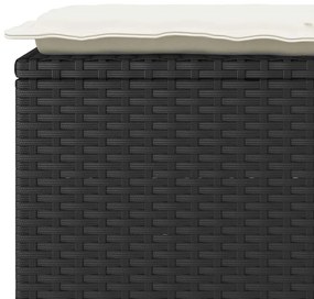 fekete polyrattan kerti pad párnával 110x40x44 cm