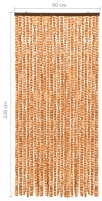okkersárga és fehér zsenília rovarfüggöny 90 x 220 cm