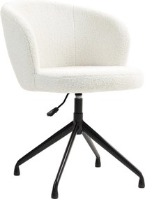 HOMCOM Ergonomikus Irodai Szék, Íróasztali Szék, Forgószék, Magasságállítható, 120 kg Teherbírású, Bouclé Szövet Kárpit, Fehér | Aosom