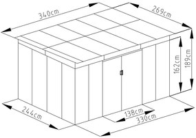 G21 GRAH 915 kerti tároló - 340 x 269 cm, antracit