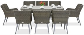 Garden Point Cordoba exkluzív 8 személyes technorattán kerti bútorok, szürke