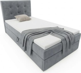Kárpitozott boxspring ágy DIRELIS TRINITY 90x200 cm szürke Matrac: Bonell rugós matrac