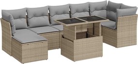 vidaXL 8 részes bézs polyrattan kerti ülőgarnitúra párnával