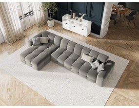 Szürke bársony sarokkanapé (bal oldali) Kendal – Micadoni Home