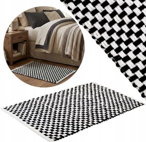 Fekete Fonott Hálószobaszőnyeg 50x80 cm Plüss mikroszálas