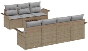 vidaXL Kerti Kanapé Szett párnával 8 pcs Bézs polirattan
