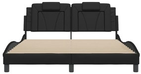 fekete műbőr ágykeret Viana matrac nélkül 160x200 cm