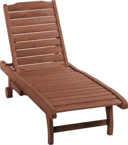 Outsunny Kültéri Fa Fekvőszék 2 Kerekekkel, Állítható Háttámlával 3 Szinten és 1 Tálcával, Teraszra, 130 kg Teherbírás | Aosom