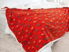 Sherpa pléd mikroplüssből BUFFALO DEER piros Méret: 150 x 200 cm