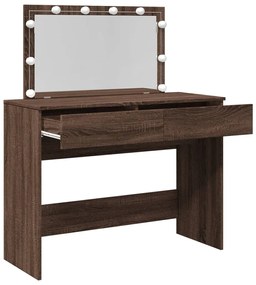 barna tölgy színű fésülködőasztal LED-del 100 x 40 x 120 cm