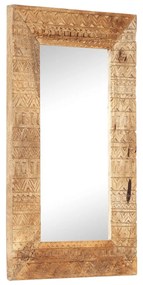 kézzel faragott tömör mangófa tükör 80 x 50 x 2,5 cm