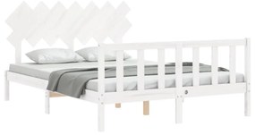 fehér tömör fa ágykeret fejtámlával King Size