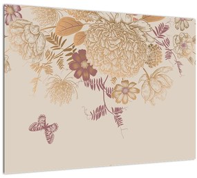 Kép - szüret virágok és pillangók (70x50 cm)