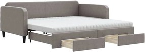 vidaXL tópszínű kihúzható szövet heverő fiókkal 100 x 200 cm