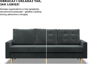 Etna kanapéágy, bársony, bonell töltet, szürke