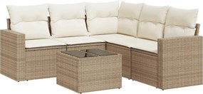 vidaXL 6 részes bézs polyrattan kerti ülőgarnitúra párnával