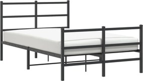 vidaXL fekete fém ágykeret fej- és lábtámlával 120 x 190 cm