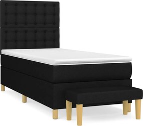 vidaXL fekete szövet rugós ágy matraccal 100 x 200 cm