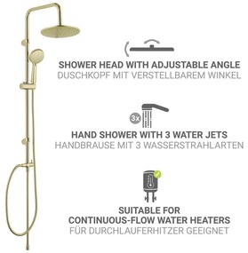 Matt aranyszínű rozsdamentes acél zuhanyszett 101 cm Young Line – Wenko