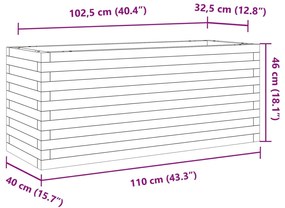 viaszbarna tömör fenyőfa kerti virágláda 110 x 40 x 46 cm