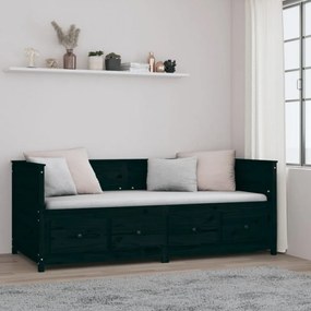 fekete tömör fenyőfa kanapéágy 90 x 200 cm