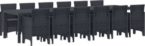 vidaXL Kert étkező szett 13 pcs Antracit Polt rattan