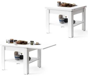 Fehér LIA kihúzható konferencia/étkezőasztal polccal