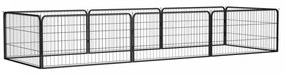 8-paneles fekete porszórt acél kutyakennel 100 x 50 cm