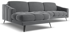 Szürke bársony sarokkanapé (bal oldali) Nalu – Makamii