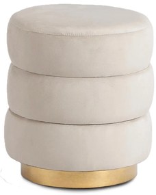 Bézs bársony kárpitozott puff AURA