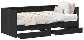 Nappali ágy fiókokkal Beton szürke 90x200 cm Műanyag fa
