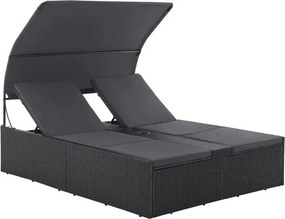 Juskys Syros kerti rattan ágy - fekete