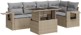 vidaXL 6 részes bézs polyrattan kerti ülőgarnitúra párnával