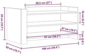 füstös tölgy színű szerelt fa dohányzóasztal 100 x 50 x 50 cm