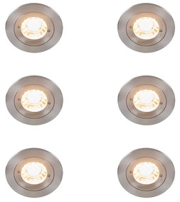 6 darabos modern, süllyesztett spotlámpa készlet, acél, kerek, IP44 - Xena