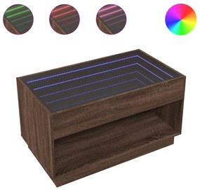 barna tölgy végtelen hatású LED-es dohányzóasztal 90x50x50 cm