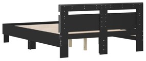 fekete ágykeret fejtámlával és LED-del 120 x 190 cm