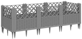 világosszürke PP kerti virágláda cövekekkel 123,5x43,5x43,5 cm