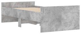 betonszürke ágykeret fiókokkal 90x200 cm