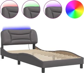 vidaXL szürke ágykeret LED-ekkel matrac nélkül Hvar 100 x 200 cm