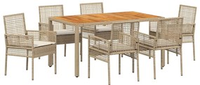 vidaXL Kert étkező szett 7 pcs Bézs polirattan