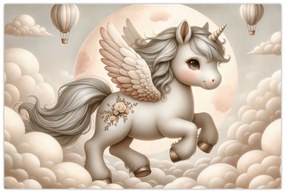 Kép - Egyszarvú a felhőkben (90x60 cm)