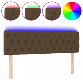sötétbarna szövet LED-es fejtámla 160x7x78/88 cm