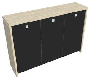 Verno közepes gardrób 188 x 46 x 130 cm, üvegajtó, akác / fekete