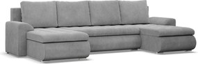 Tokio U alakú sarokkanapé, 3 ágyneműtartóval, kordbársony, univerzális oldal, szürke